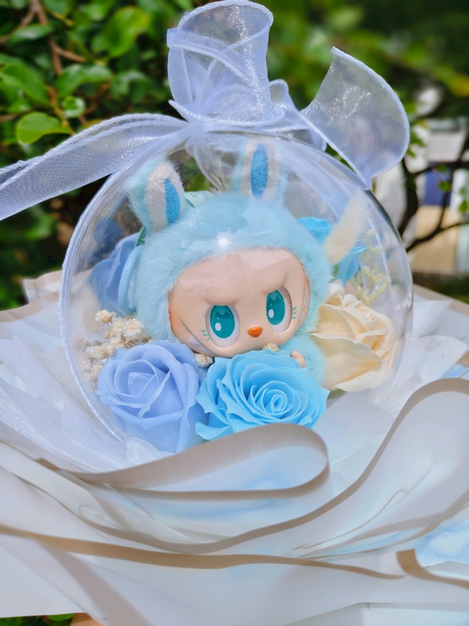 Labubu花束~限量萌系花禮，Labubu波波球花束/Labubu永生花花束/畢業花束/生日花束/求婚花束