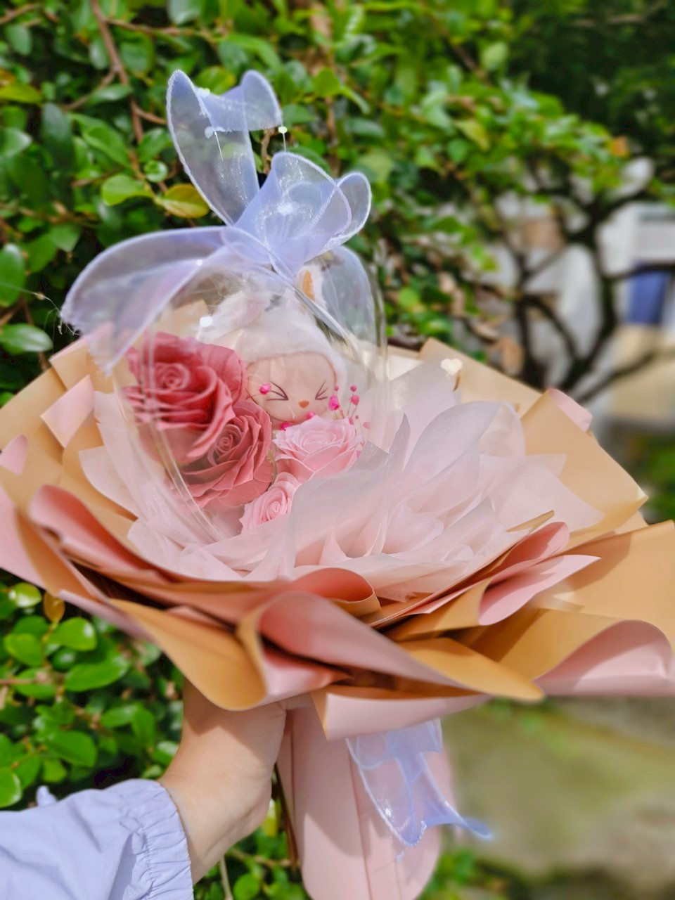 Labubu花束~限量萌系花禮，Labubu波波球花束/Labubu永生花花束/畢業花束/生日花束/求婚花束